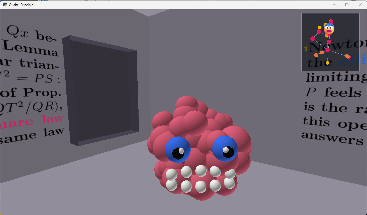 Quake: Principia — the demon emerging from behind the proof-wall